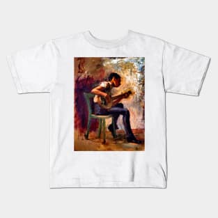 African American Boy & Banjo 1877, Thomas Eakins Kids T-Shirt